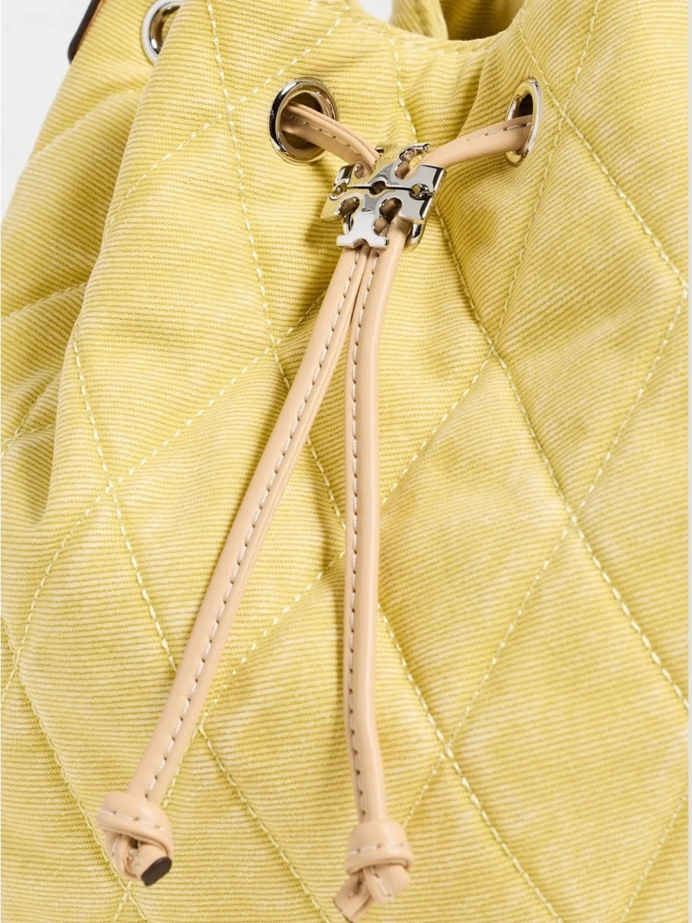 Tory Burch Yellow Quilted Drawstring Shoulder Bag